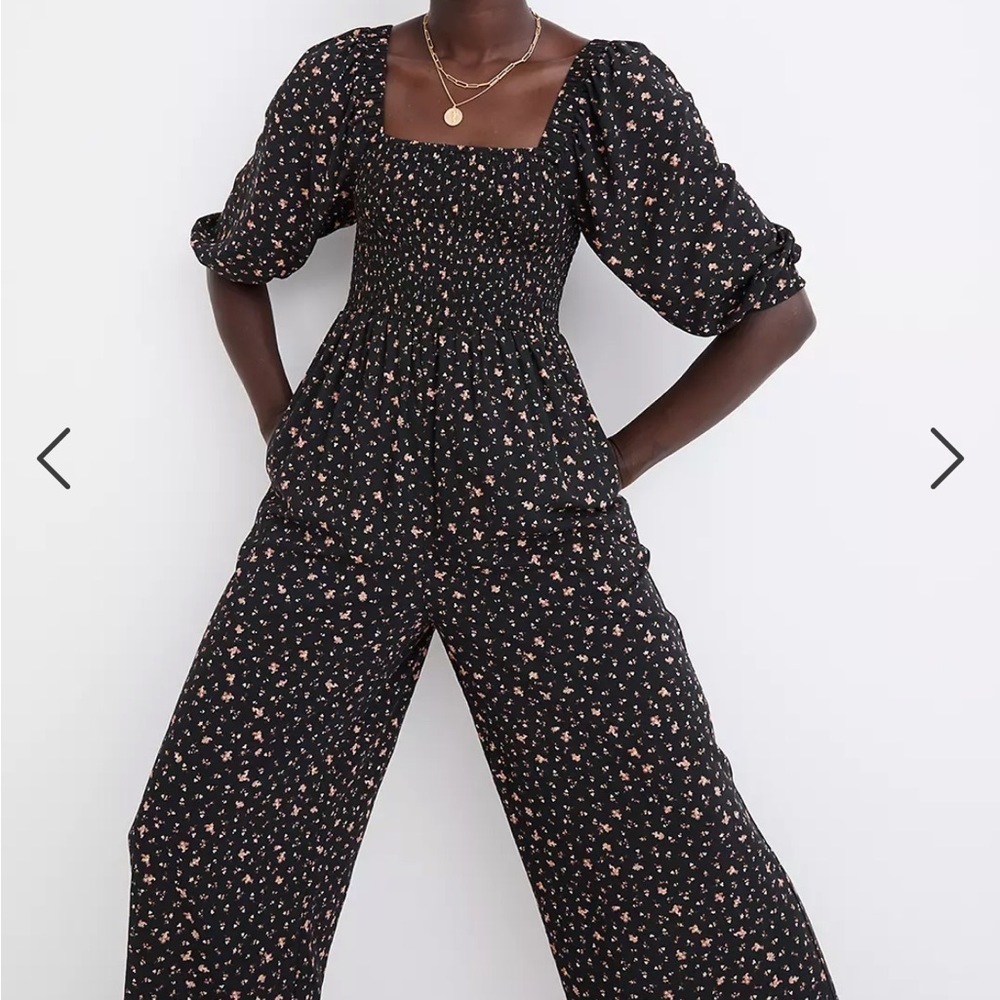 NWT Madewell Curved Lucie Smocked jumpsuit